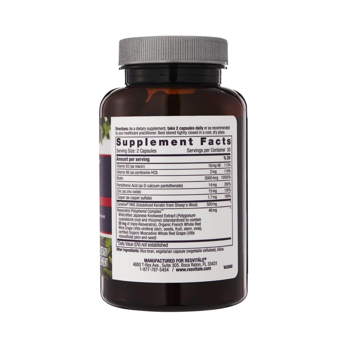 ResVitale Keratin Hair Enhance - Keratin + Biotin Hair Growth Supplement | 60 Capsules