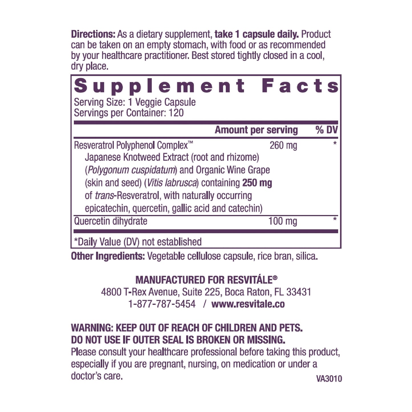 ResVitále Resveratrol 250 mg - 120 Veggie Capsules | Longevity