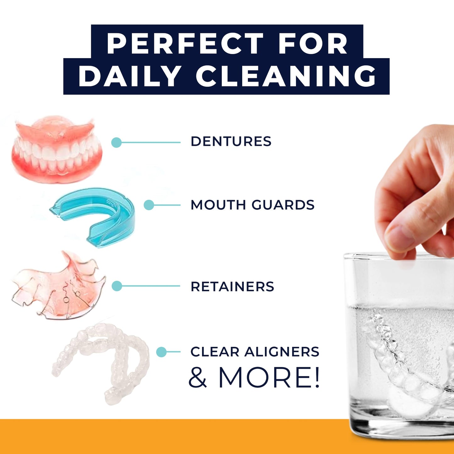 Retainer Cleaner Tablets 120 | Invisalign, Denture & Dental Appliance Cleaner - 4 Month Supply