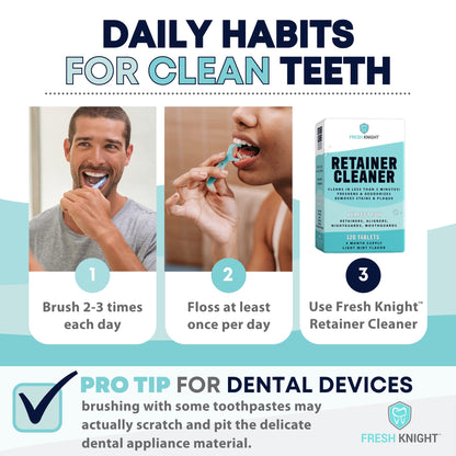 Retainer Cleaner Tablets 120 | Invisalign, Denture & Dental Appliance Cleaner - 4 Month Supply