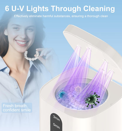 2025 Ultrasonic Retainer Cleaner Machine – 45kHz, UV Light, 3 Cleaning Modes, 200ML Capacity