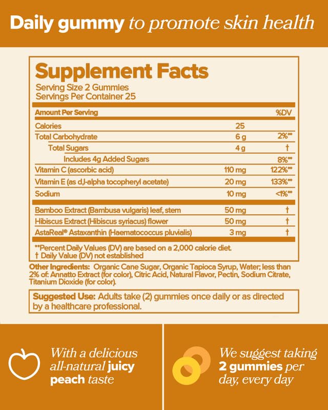 O Positiv RETRO Gummy Glowing Skin Vitamins – Vegan Skin Gummies for Collagen & Hydration (50 Count)