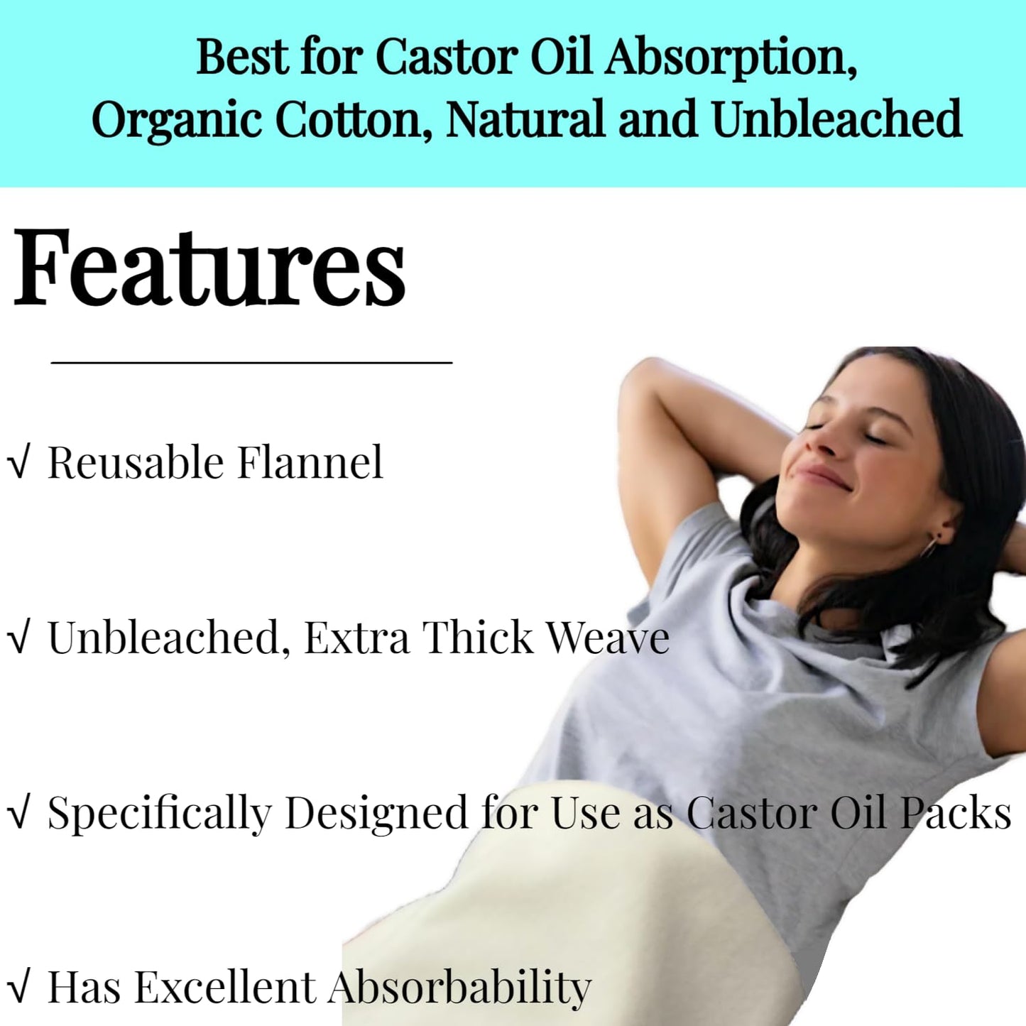 Two-Piece Organic Cotton Flannel for Castor Oil Pack | Reusable Pads