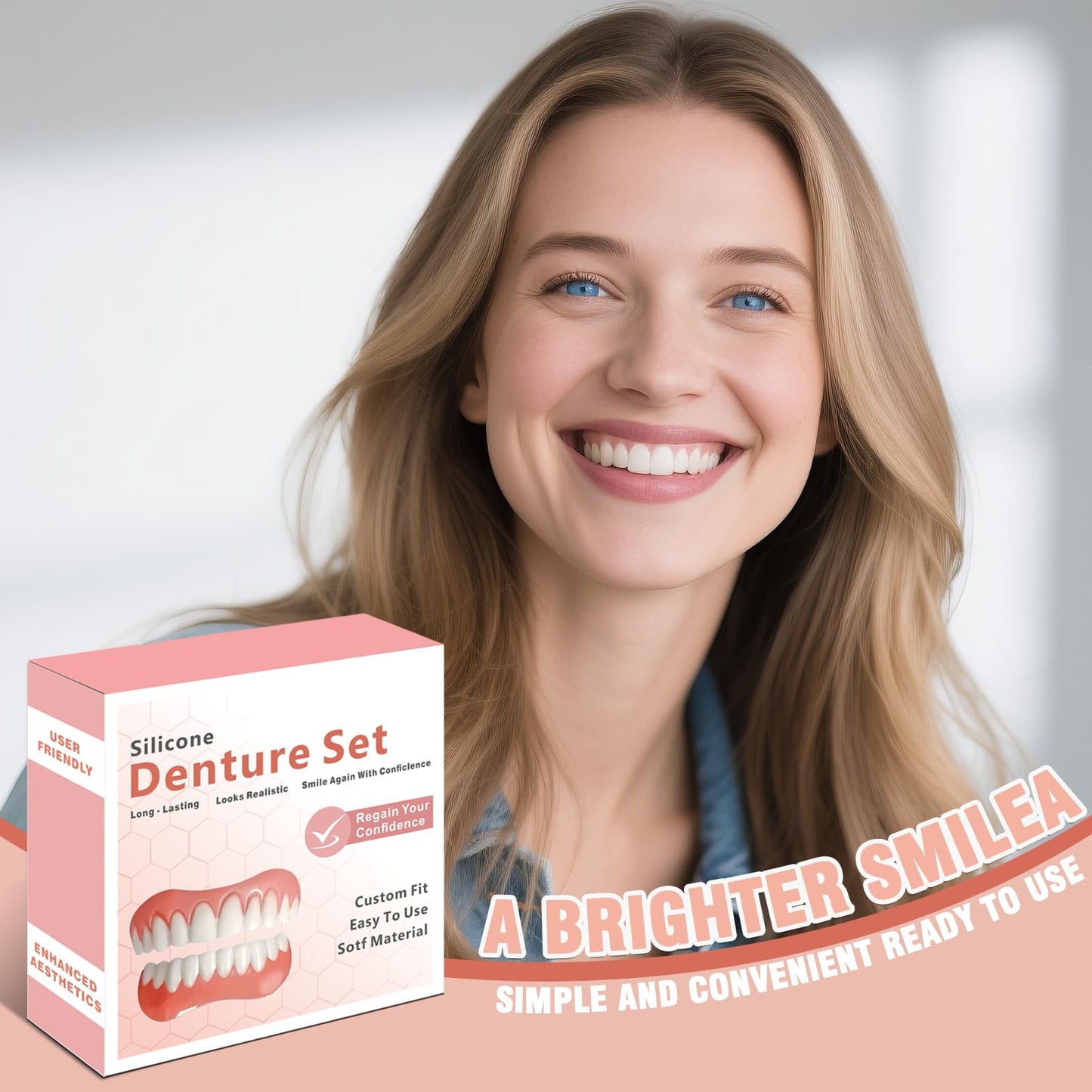 Silicone Dentures for Women and Men - Upper & Lower Veneers