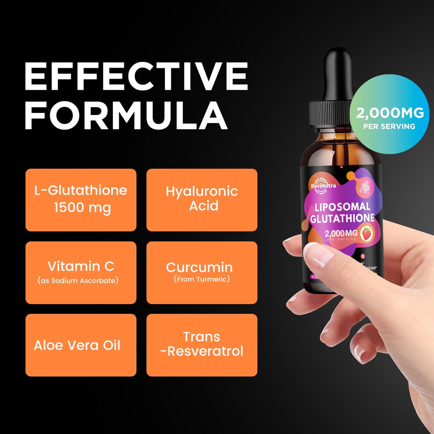 ReviNutra Liposomal Glutathione - 2000mg Liquid Drops