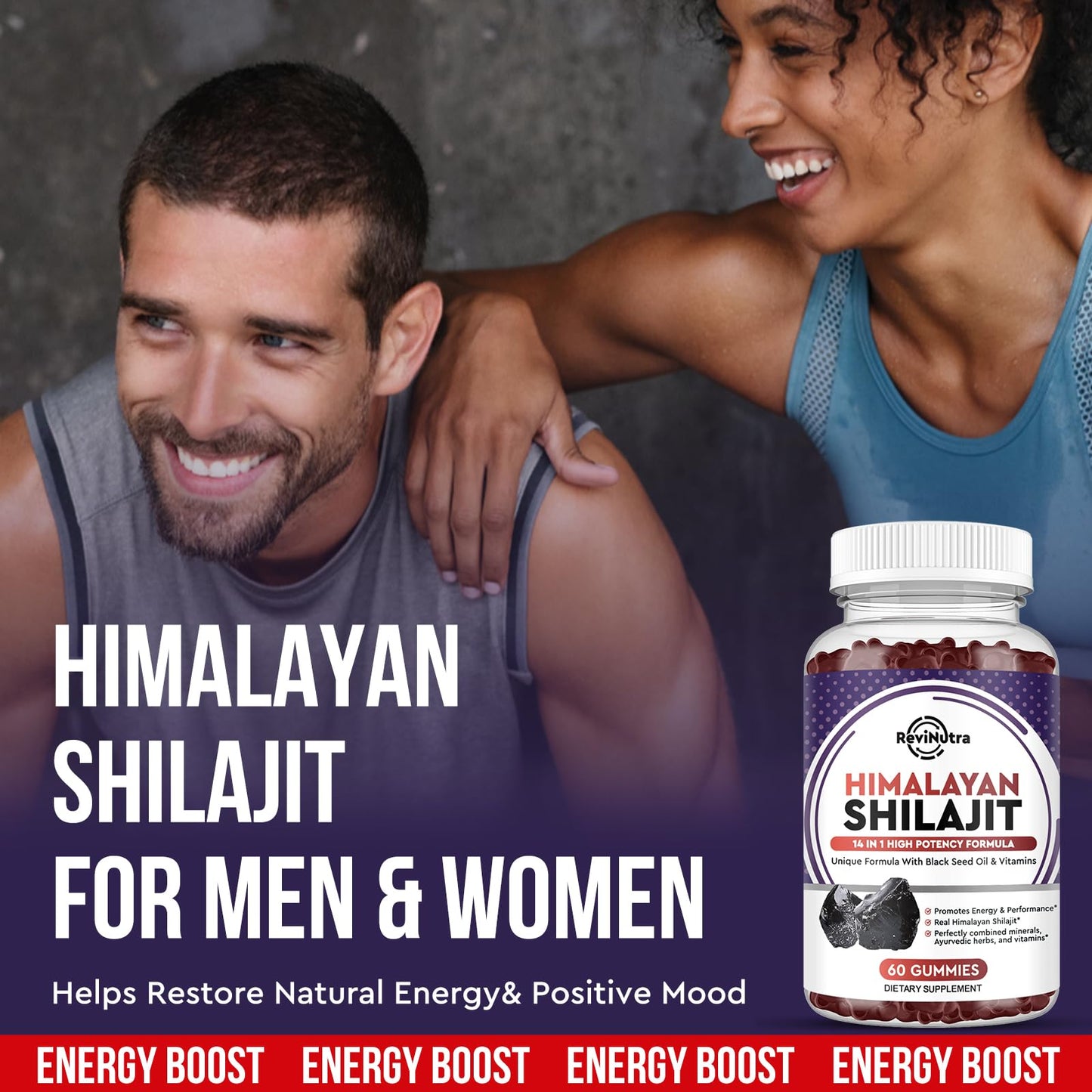 ReviNutra Shilajit Gummies | Himalayan Organic 14-in-1 Complex for Energy, Cognition & Immunity