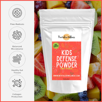 Revitalize Wellness Kids Defense Powder - 1000 mg Vitamin C, 250 mg B3, Fruit Punch, 120 Servings