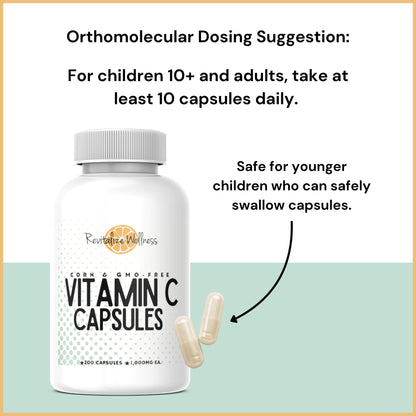Revitalize Wellness Vitamin C Capsules – 1000 mg, 200 Servings, Pure & GMO-Free