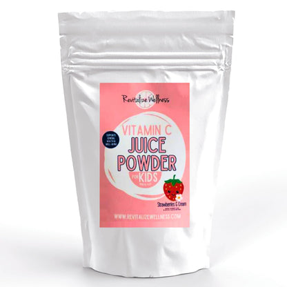 Revitalize Wellness Vitamin C Juice Powder – 1000 mg Vitamin C (Ascorbic Acid) per Serving | No Sugar Added | Strawberries & Cream | 120 Servings
