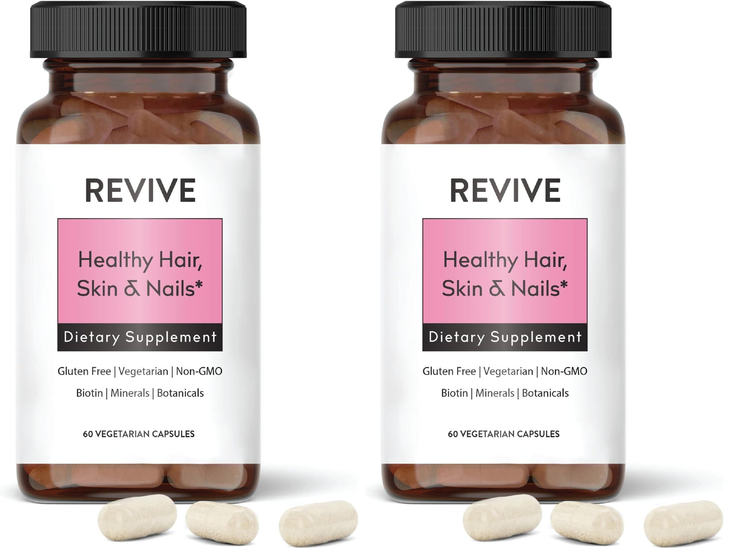 Healthy Skin, Hair & Nails Supplement by Revive Essential Oils – Patent Biotin, Ashwagha & Vitamins (Pack of 2)