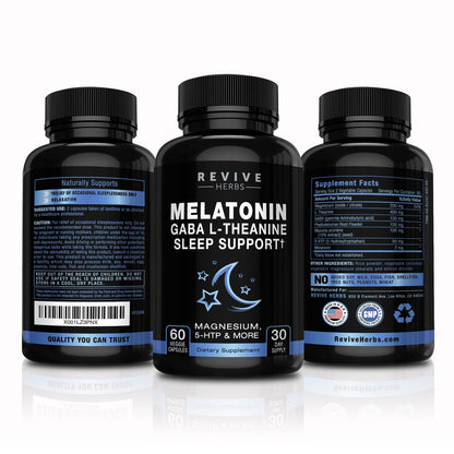 Revive Herbs Melatonin GABA L-Theanine – 60 Veggie Capsules (2-Pack)