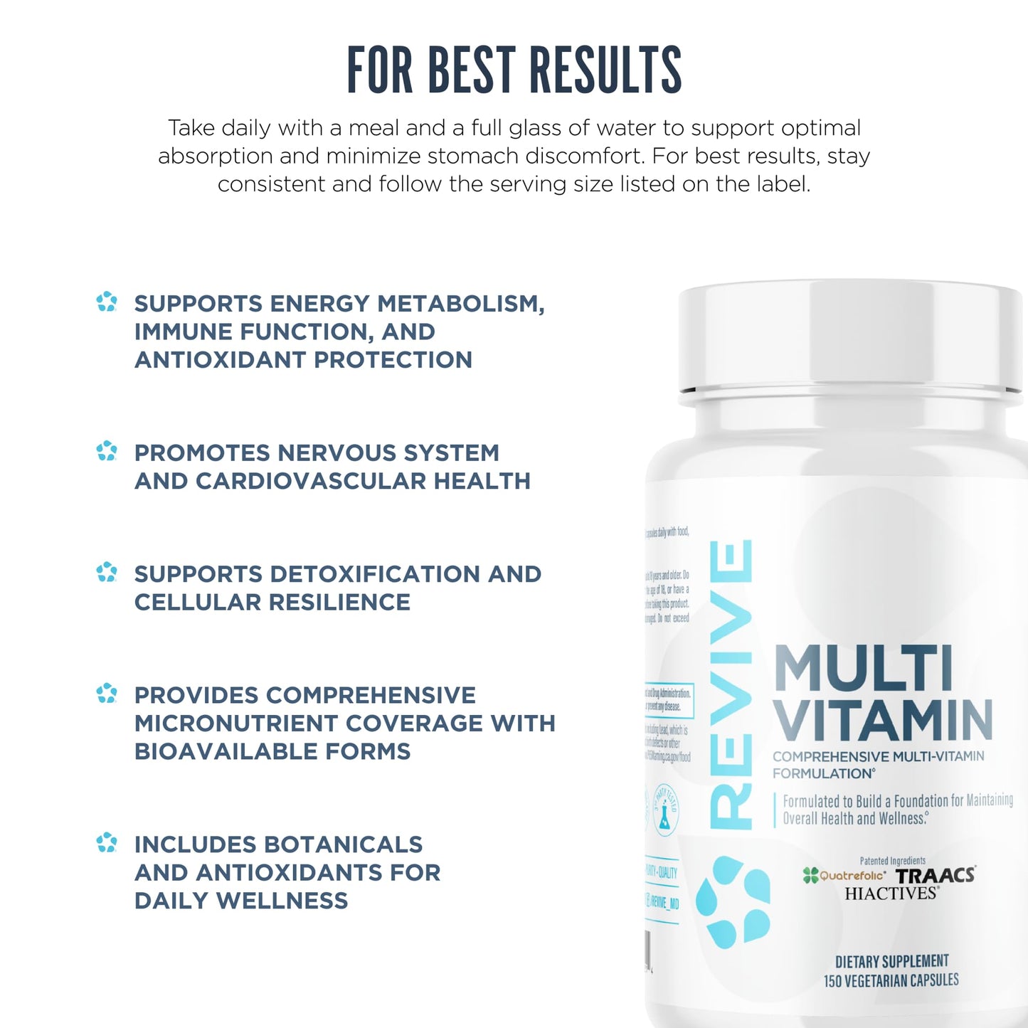 Revive MD Multi-Vitamin for Men & Women – Daily Multivitamin for Energy, Immunity & Health (150 Capsules, 30 Servings)