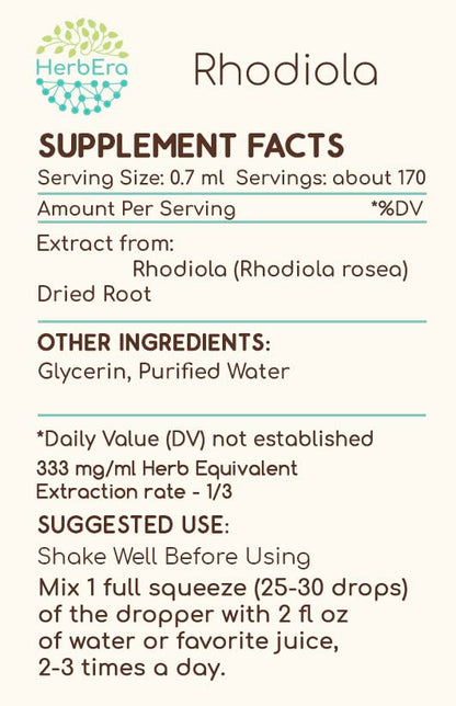 Rhodiola B120 Alcohol-Free Tincture – 4 fl oz (Rhodiola Rosea Dried Root)