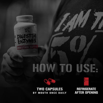 5% Nutrition Rich Piana Digestive Enzymes with Vitamin B Complex | Enzymes for Protein, Carbs, Fat, Fiber & Lactose Breakdown | 60 Veg Caps