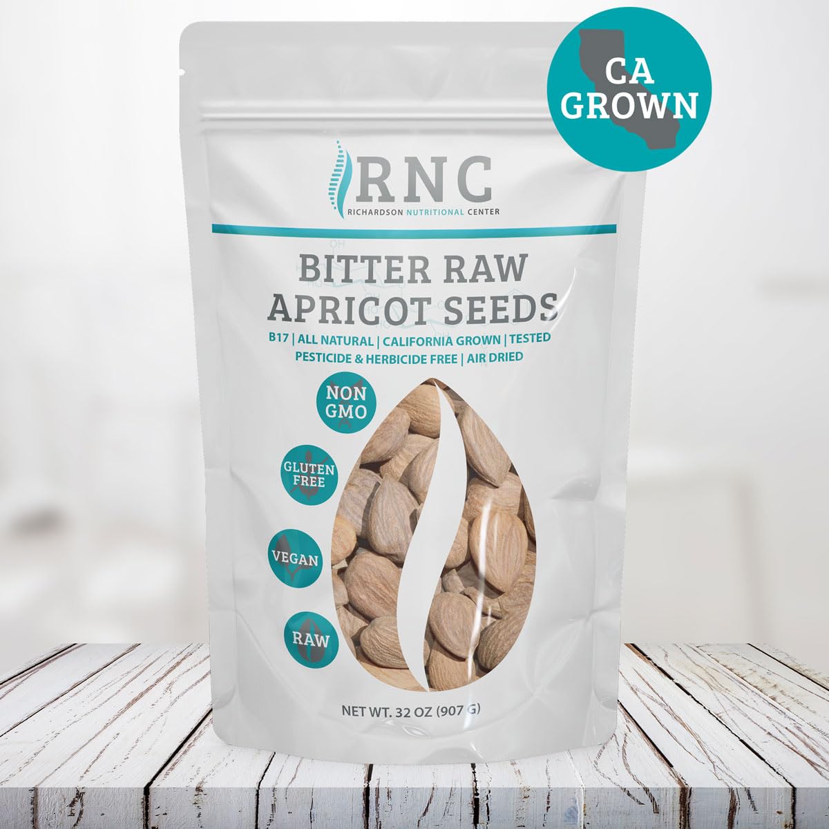 Richardson Nutritional Center Fresh Raw Bitter Apricot Seeds (2 lb) — California Grown, Lab Tested, Vegan, Gluten & GMO Free