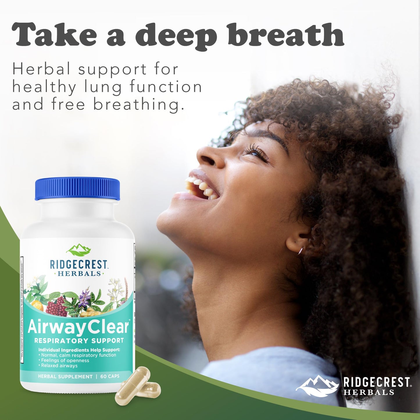 Ridgecrest AirwayClear – Lung Health & Breathing Support (60 Vegan Caps, Gluten Free)