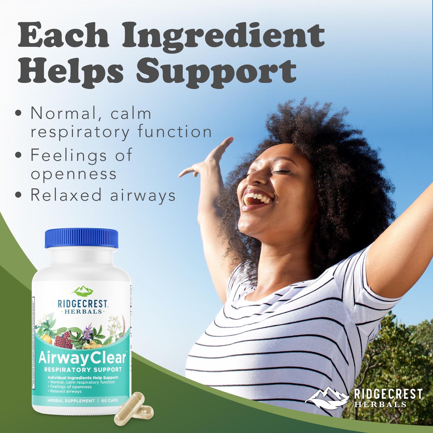 Ridgecrest AirwayClear – Lung Health & Breathing Support (60 Vegan Caps, Gluten Free)