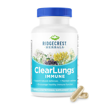 RidgeCrest ClearLungs Immune – Lung & Immune Support with Mullein, Elderberry, Zinc (60 Caps, 30 Serv)