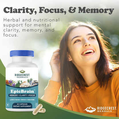 RidgeCrest EpicBrain: Natural Brain Support with Creatine Monohydrate & Lion's Mane
