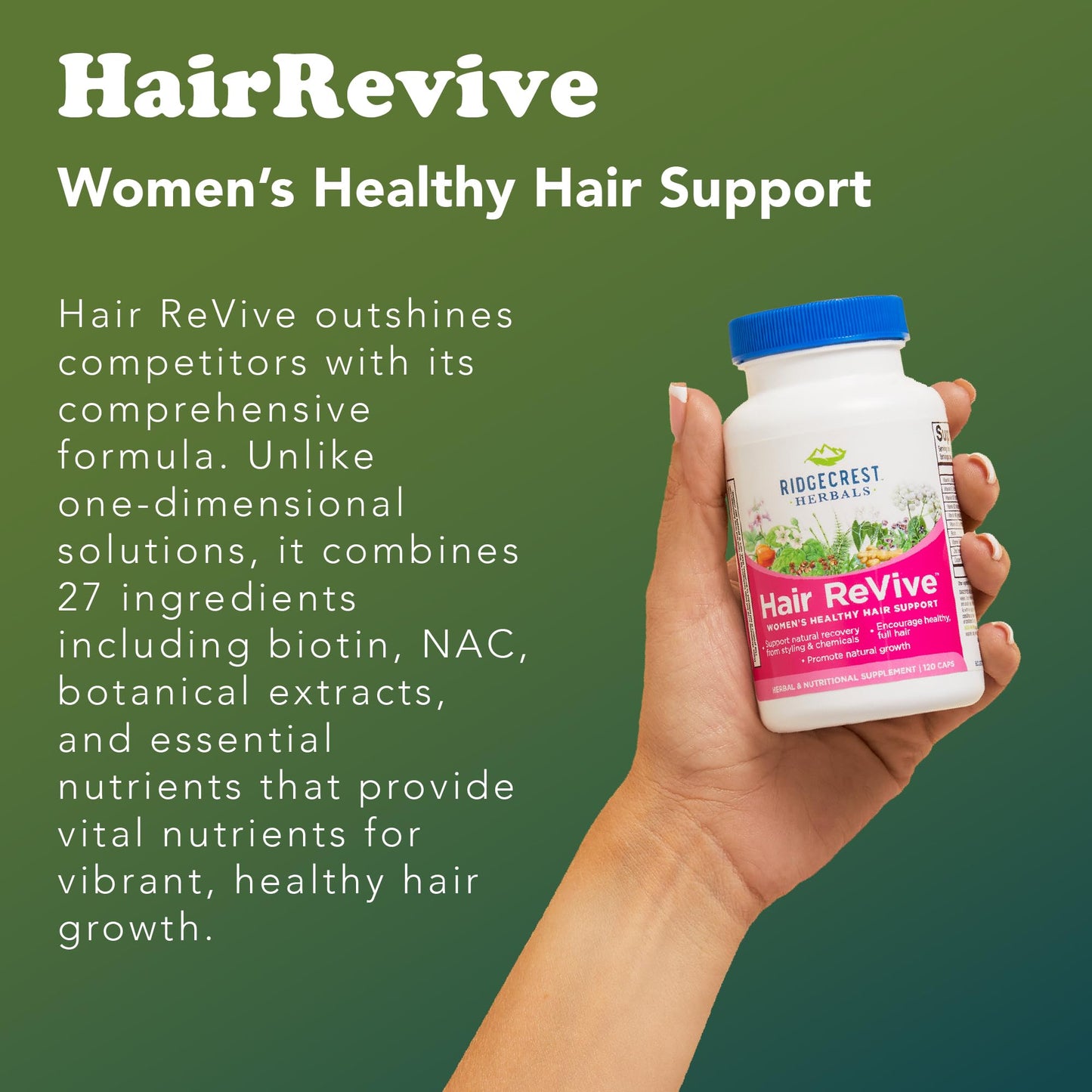 RidgeCrest Hair ReVive: Nutritional Hair Vitamins with Biotin 6000mcg