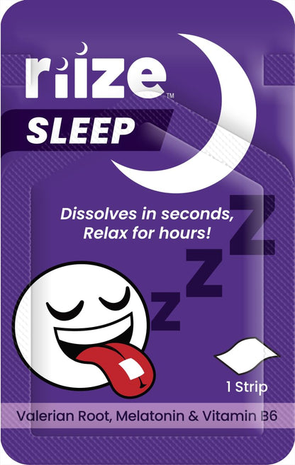 Riize Sleep Strips – Fast Acting Dissolvable Sleep Aid with 5mg Melatonin, Valerian, L-Theanine, Vitamin B6 | Vegan (3 Count)