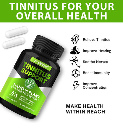 Tinnitus Relief for Ringing Ears — 120 Capsules (60-Day Supply) | Non-GMO, Gluten-Free