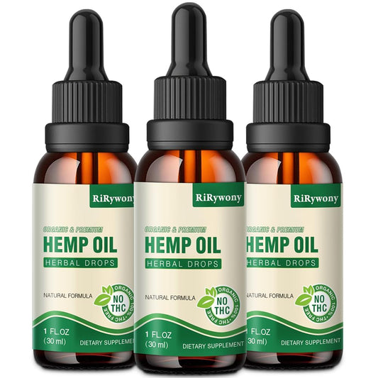 (3-Pack) High Potency Hemp Oil 25,000 Max Strength - Organic, Vegan, Non-GMO