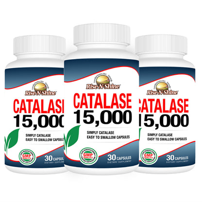 Rise-N-Shine Catalase Supplement 15,000 – Hair Health & Antioxidant Enzyme – 90 Capsules x 3 Bottles (90-Day Supply)
