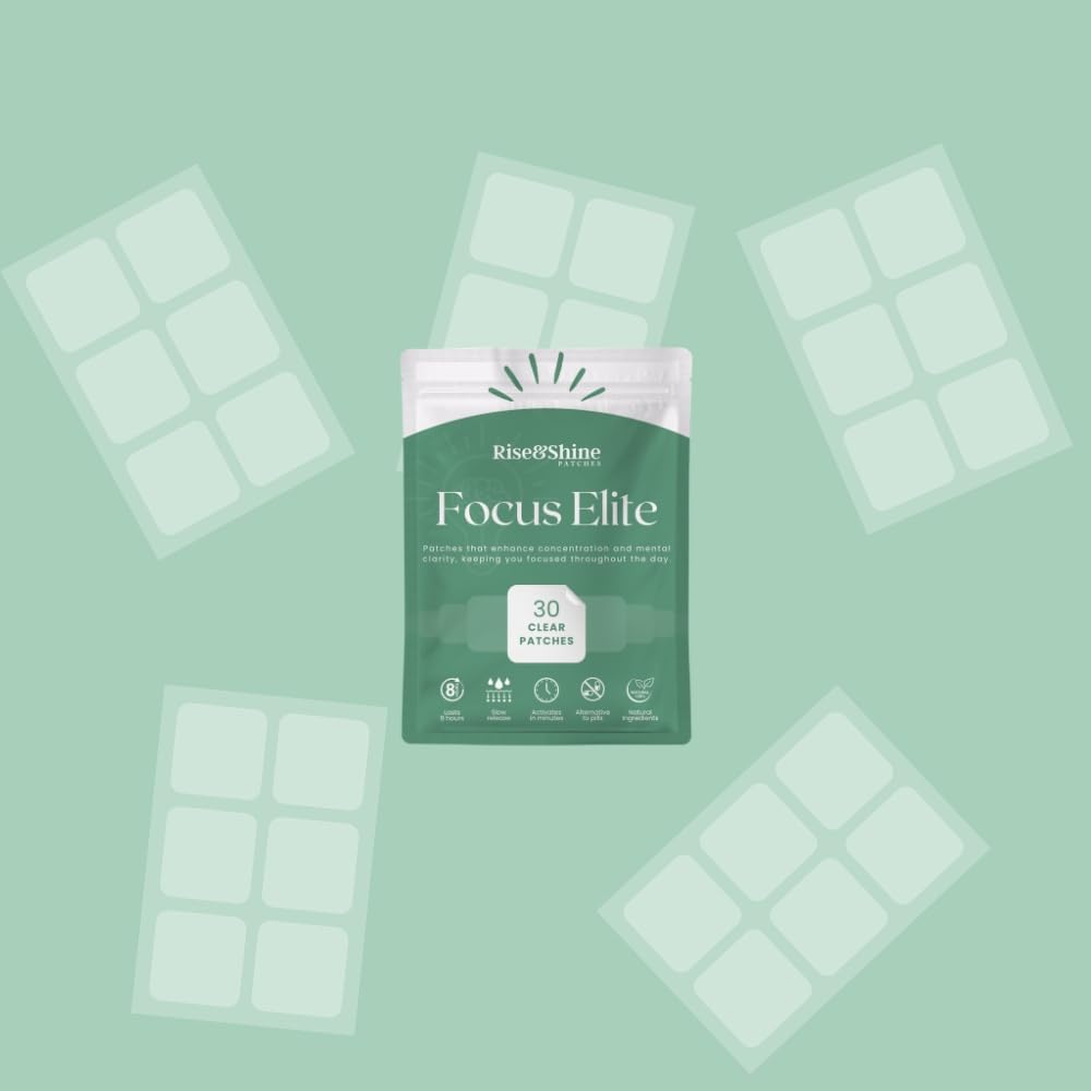 Rise & Shine Focus Elite Patches – 30 Count, 8-Hour Time Release Caffeine-Free Nootropic Patch