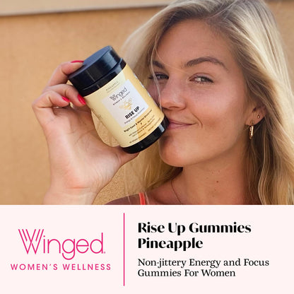 Winged Wellness Rise Up: Energy & Focus Gummies for Women | Pineapple, 60 Gummies