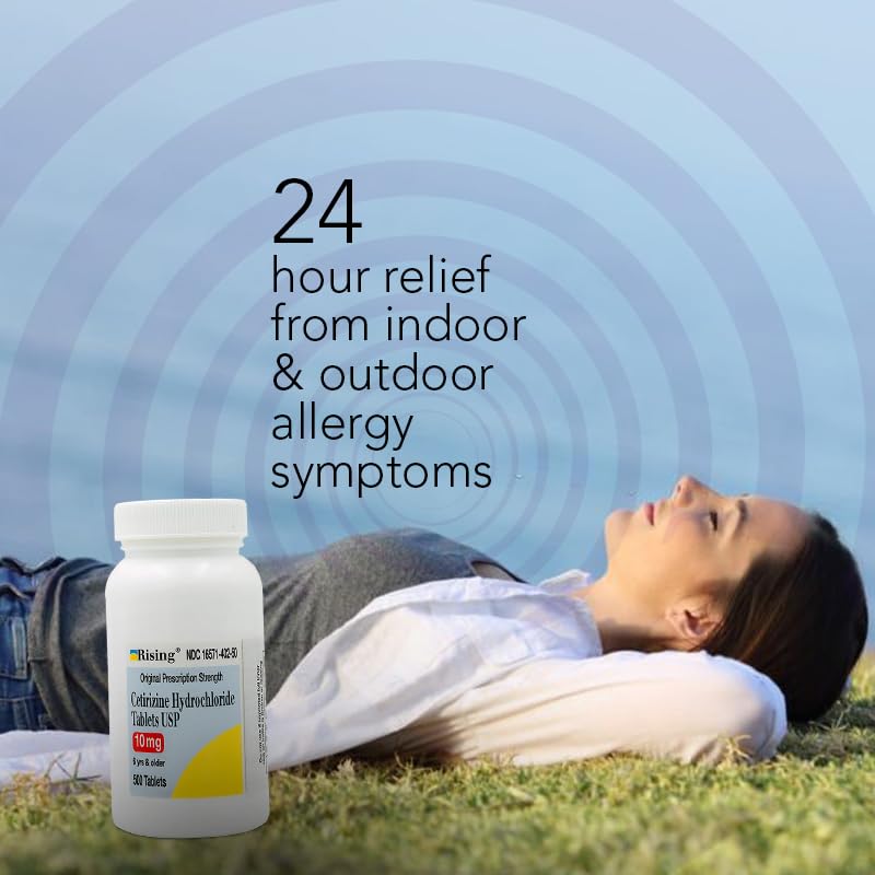 Rising Pharma Cetirizine HCL 10 mg Tablets – 100 Count | All-Day Allergy Relief