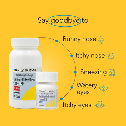 Rising Pharma Cetirizine HCL 10 mg – Antihistamine for Seasonal Allergies | 500 Tablets