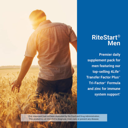 4Life RiteStart Men - Daily Nutritional Pack for Immune Support | Vitamin C, D & Zinc - 30 Packets