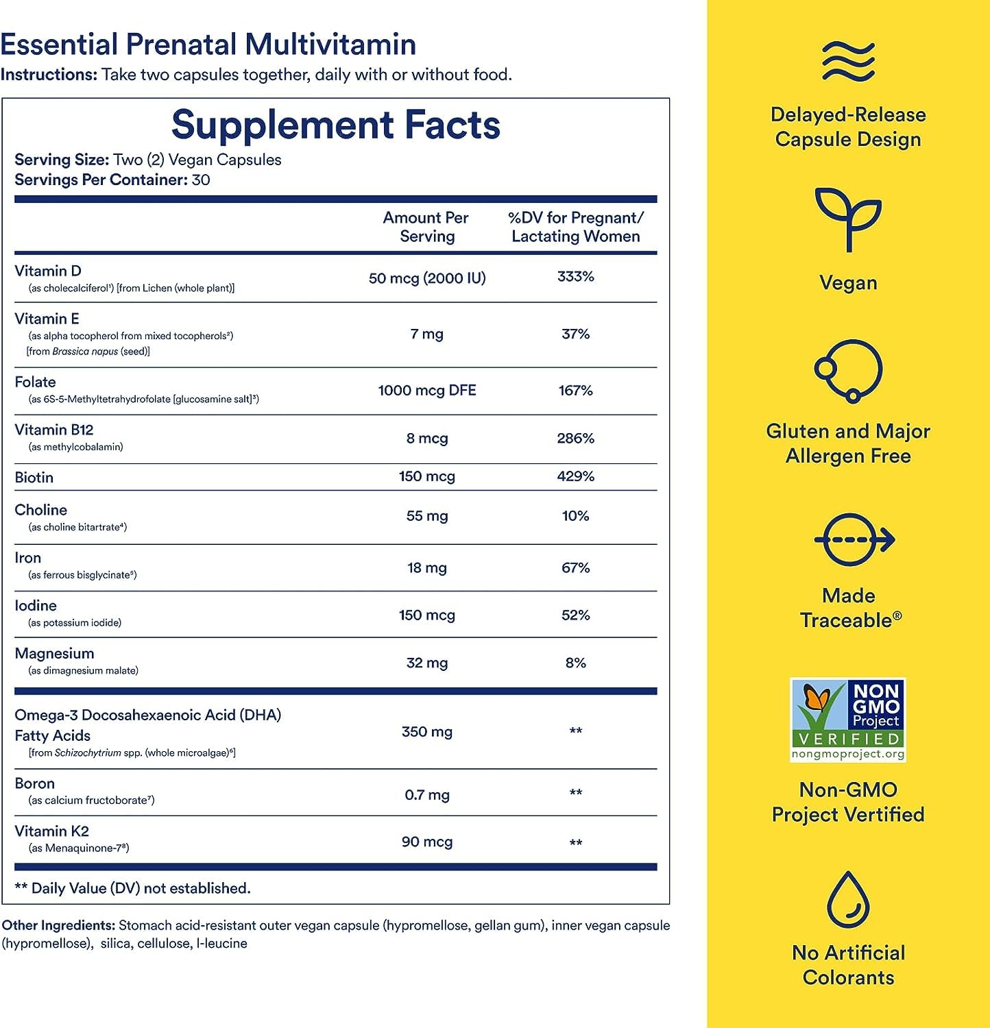 Ritual Essential for Women Prenatal Multivitamin – Vegan, Non-GMO, Citrus, 30 Days
