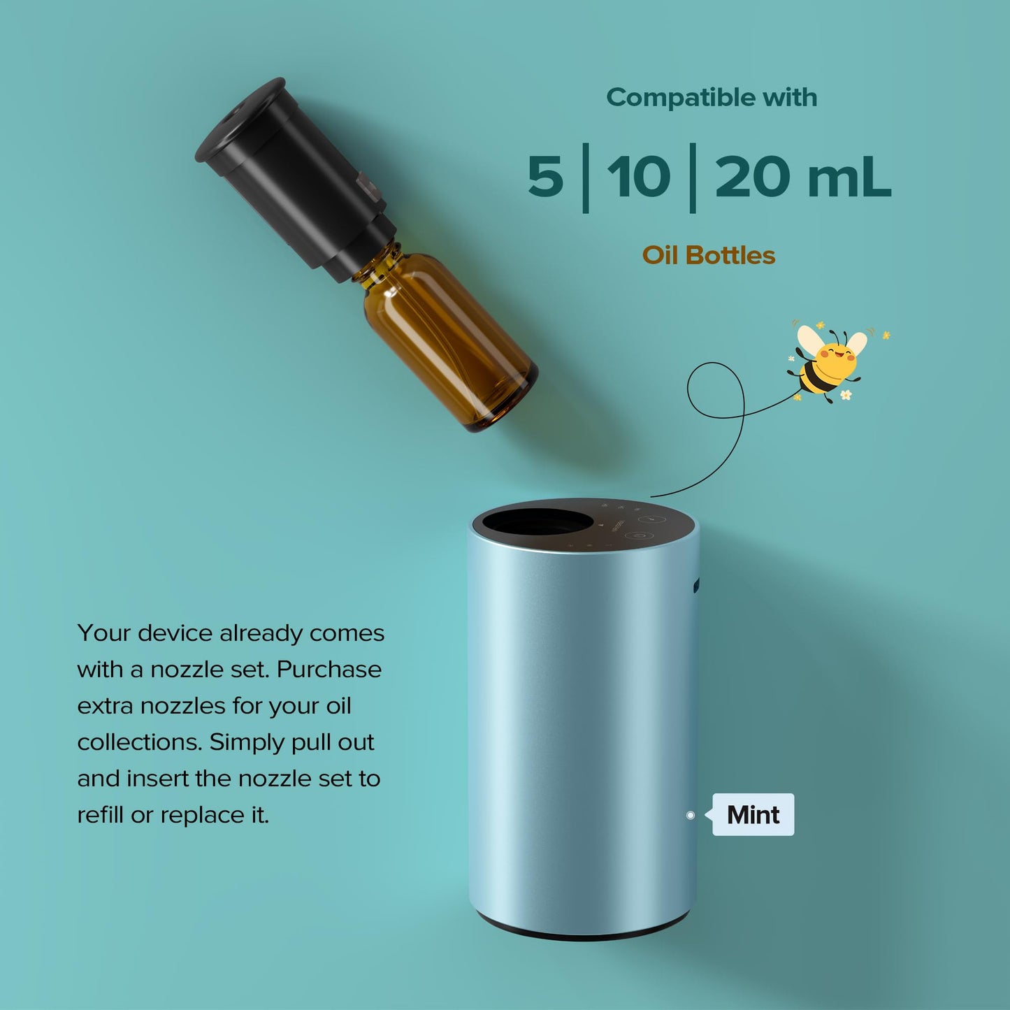 Waterless Diffuser Starter Kit – Ritz-C. Inspired 30mL Fragrance Oil | Battery-Operated Portable Scent Diffuser (Gold ANX)