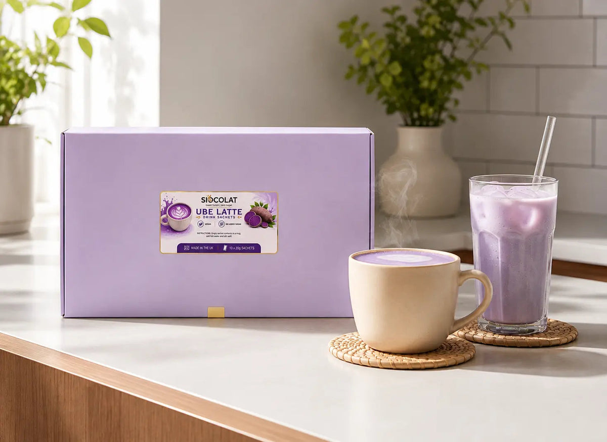 Siocolat Ube Latte Sachets | Sugar-Free Vegan Ube Latte