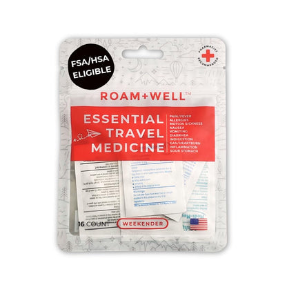 Roamwell Essential Travel Medicine Kit – TSA-Approved Weekender (16 Tablets)