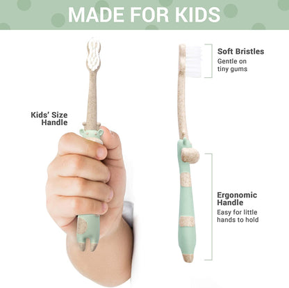 ROARex All-Natural Kids Toothbrushes - Giraffe (4-36m) Mint/Rose | 4pk | 1% for The Planet