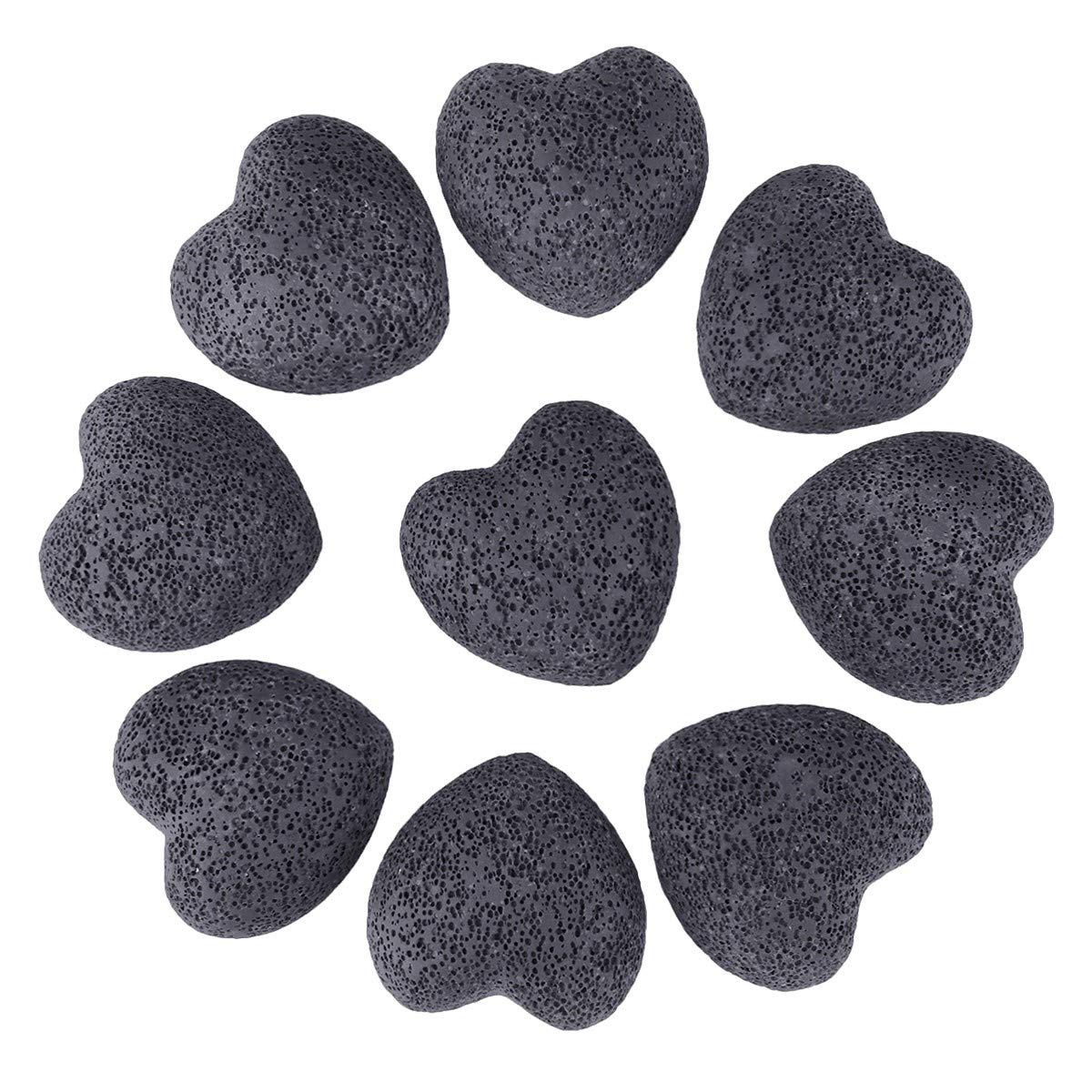 Rockcloud Black Lava Rock Heart-Shaped Pocket Stones - 0.9 Inch, 10 Pcs | Aromatherapy Diffuser Set