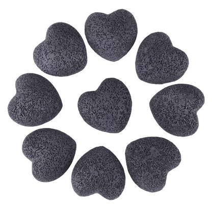 Rockcloud Black Lava Rock Heart-Shaped Pocket Stones - 0.9 Inch, 10 Pcs | Aromatherapy Diffuser Set
