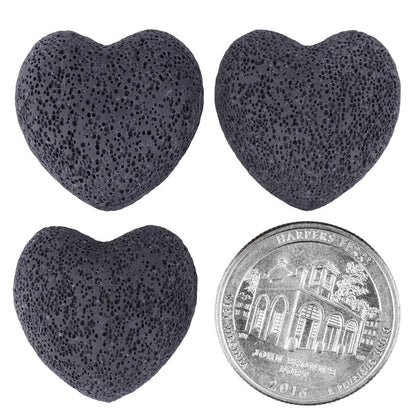 Rockcloud Black Lava Rock Heart-Shaped Pocket Stones - 0.9 Inch, 10 Pcs | Aromatherapy Diffuser Set
