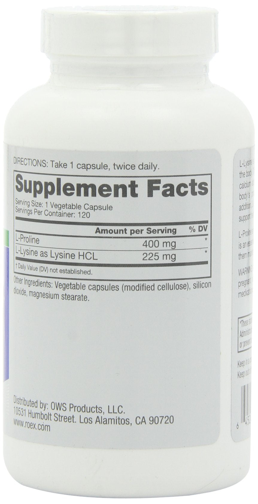 Roex Vitamins | L-Lysine | L-Proline | Muscle Maintenance and Recovery | Healthy Joints | Nutritional-Supplement | 120 Count
