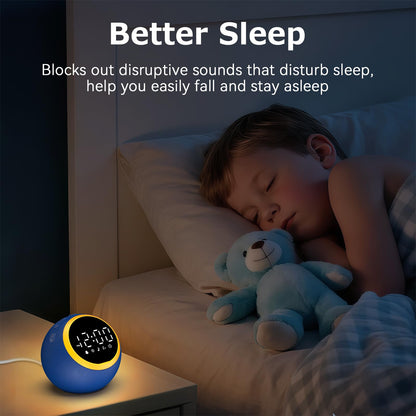 Rohent White Noise Sound Machine with Clock - 30 Sounds, 32 Volume Levels, Memory (Blue)