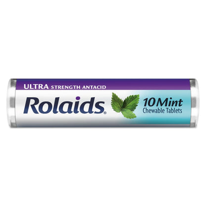 Rolaids R10034 Ultra Strength Mint Chewable Antacid Tablets – 120 Count (12 Rolls)