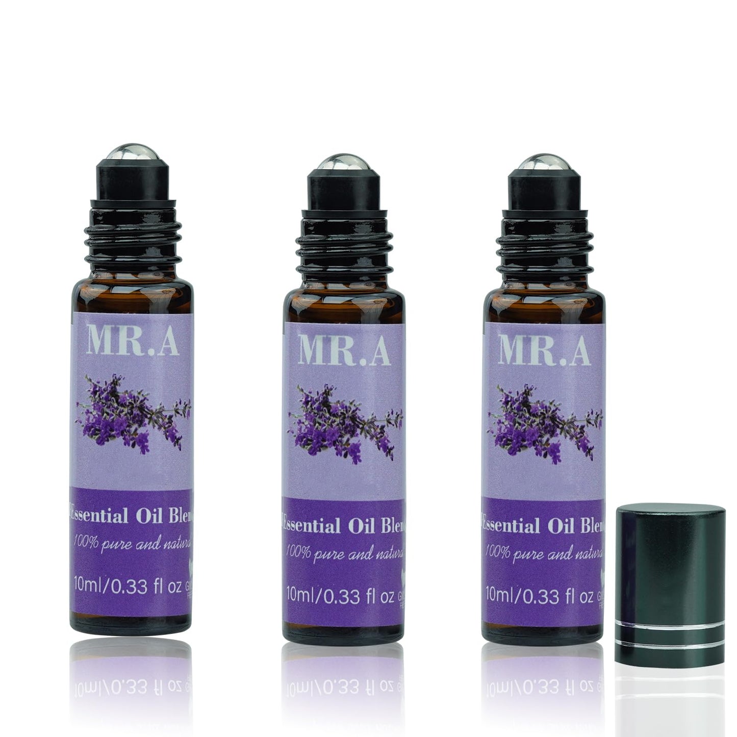 3 Pack Essential Roll-On Oils Set – 100% Natural Fragrance Oils | Lavender Aromatherapy 0.33 fl oz