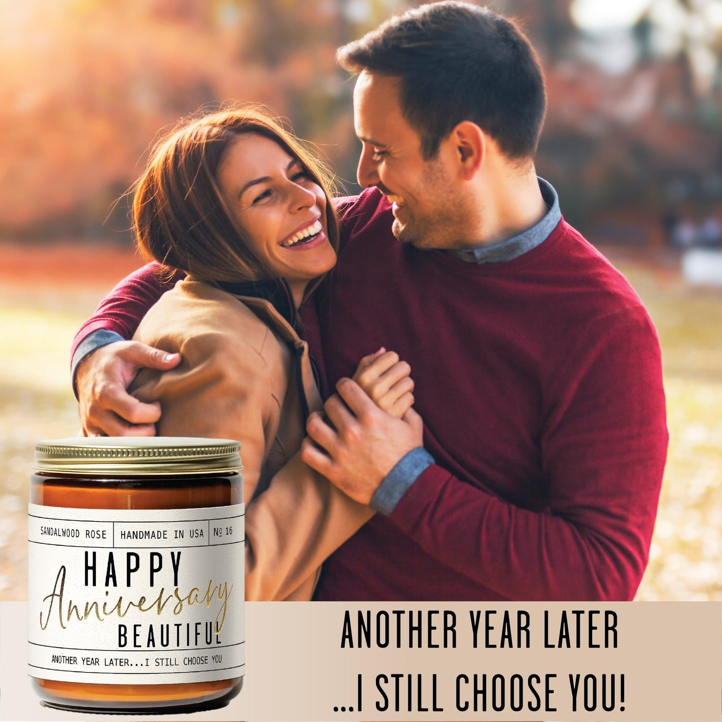 Anniversary Gifts for Women - Happy Anniversary Beautiful Candle | USA Made