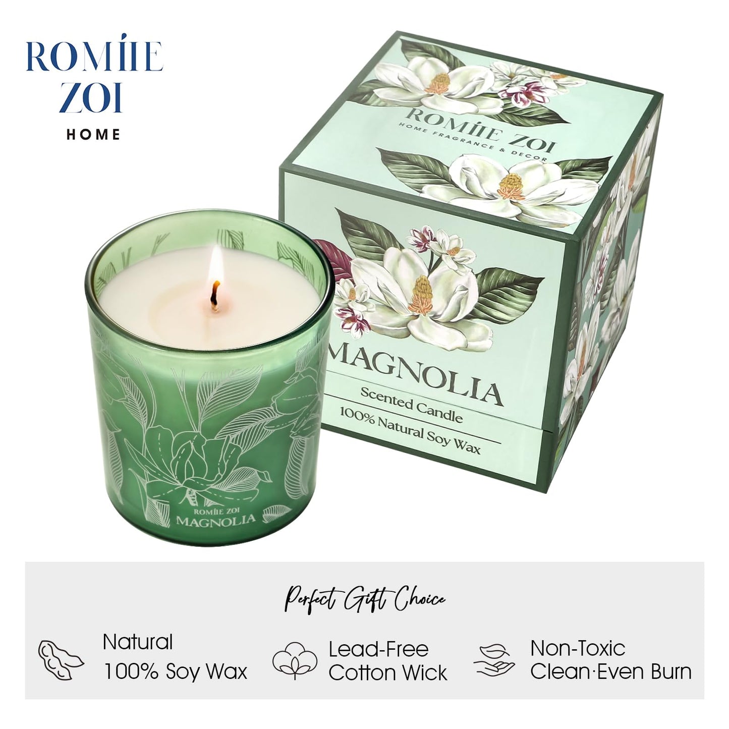 ROMIIE ZOI Magnolia Scented Candle – 6oz Soy Wax Jar