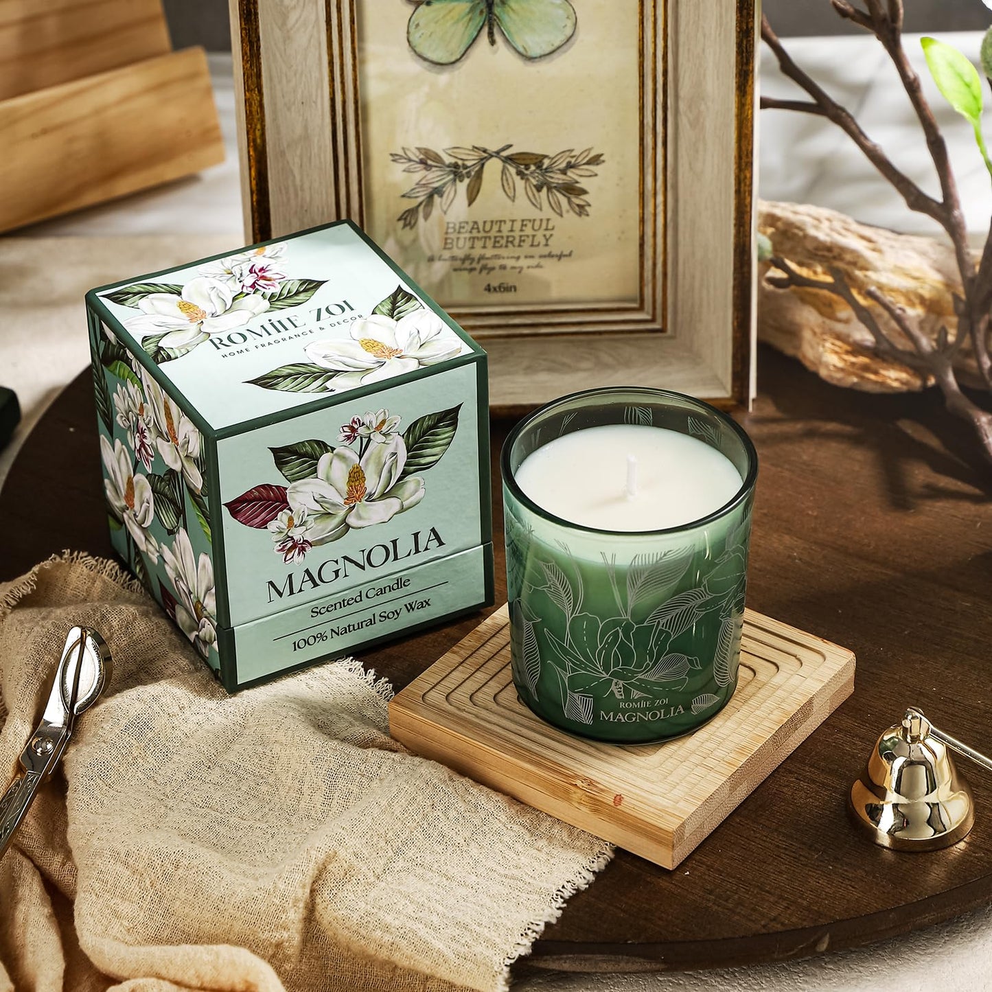 ROMIIE ZOI Magnolia Scented Candle – 6oz Soy Wax Jar