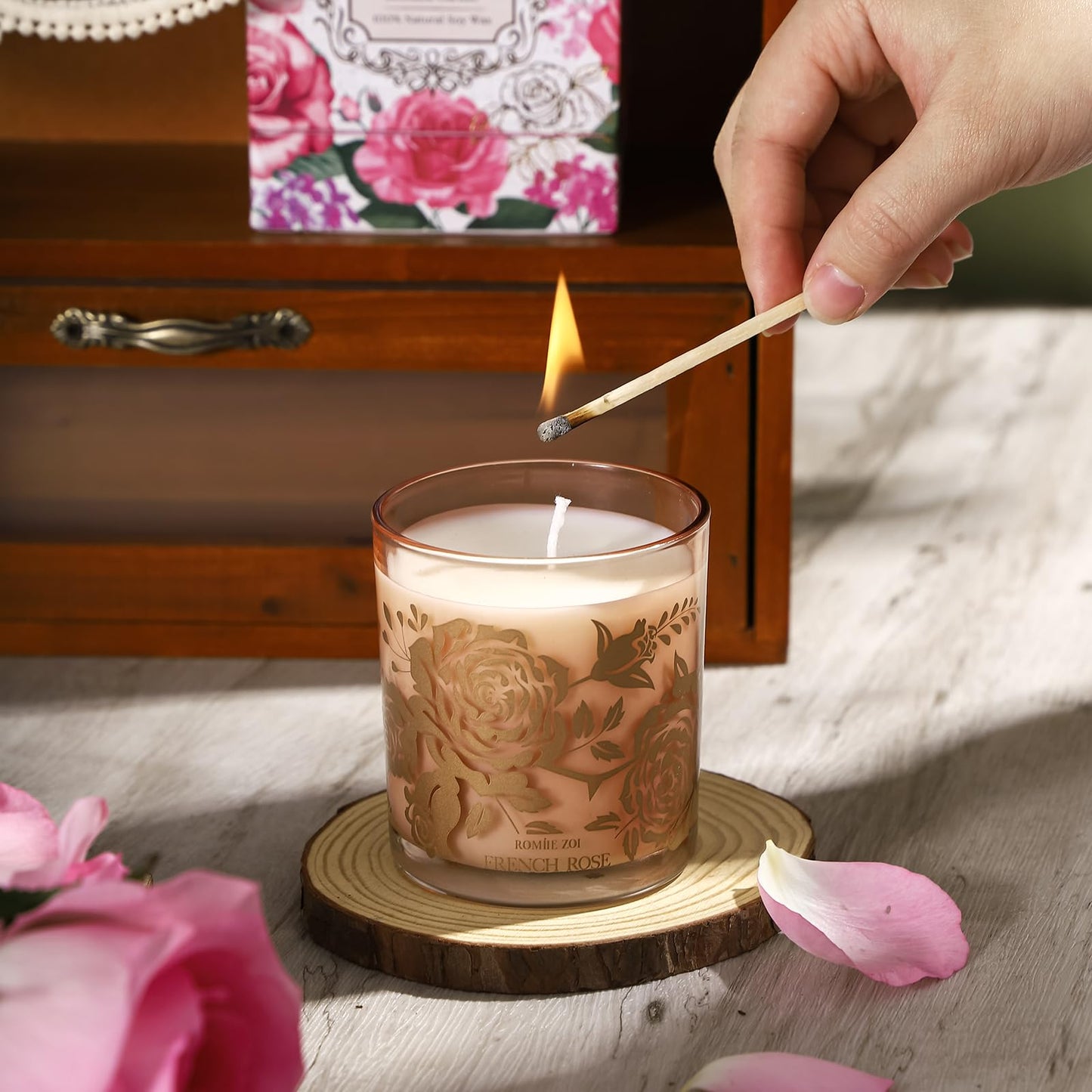 ROMIIE ZOI French Rose Scented Candle - 6oz Soy Jar | Gifts for Women
