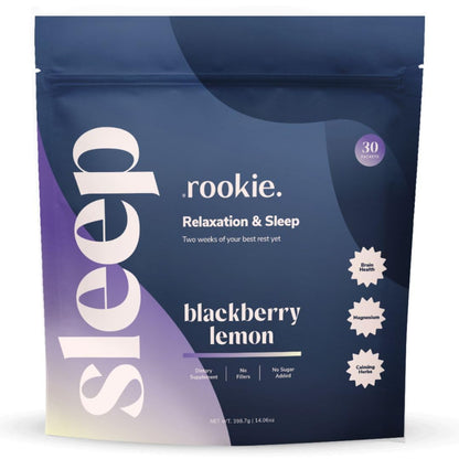 Rookie Wellness Sleep – Natural Sleep Aid with 180 mg Magnesium Bisglycinate & 1 mg Melatonin (30 Pack, BlackBerry Lemon)